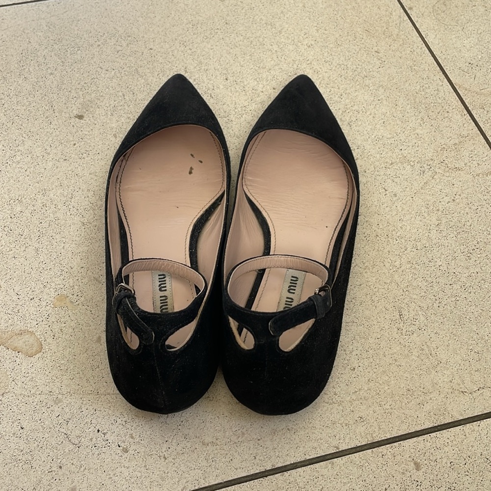 Black Miu Miu Ballet Flats With Ankle Strap - image 5